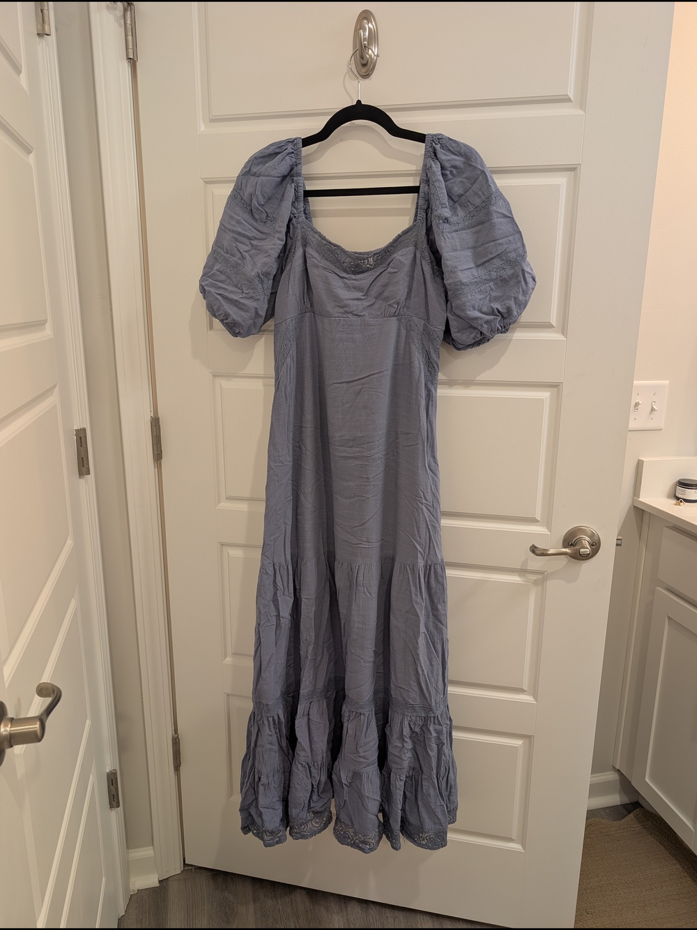 Darling Blue Maxi Empire Waist Maternity Dress, Size Small